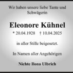 Traueranzeige Eleonore Kühnel
