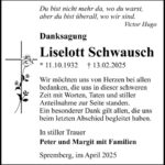 Danksagung Liselott Schwausch