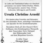 Danksagung Ursula Christine Arnold