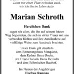 Danksagung Marian Schroth