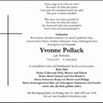 Traueranzeige Yvonne Pollack, geb. Budischin