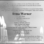 Traueranzeige Irma Werner geb. Röhr