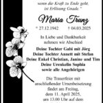 Traueranzeige Maria Trunz