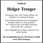 Nachruf Holger Treuger
