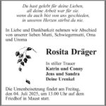Traueranzeige Rosita Dräger