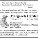 Traueranzeige Margarete Herden