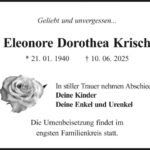 Traueranzeige Eleonore Dorothea Krisch
