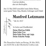 Traueranzeige Manfred Lotzmann