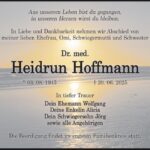 Traueranzeige Dr. med. Heidrun Hoffmann
