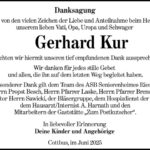 Danksagung Gerhard Kur