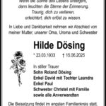 Traueranzeige Hilde Dösing