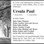 Traueranzeige Ursula Paul