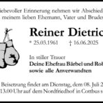 Traueranzeige Reiner Dietrich