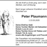 Traueranzeige Peter Plaumann