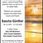 Traueranzeige Sascha Günther