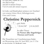 Traueranzeige Christine Peppernick geb. Pohle