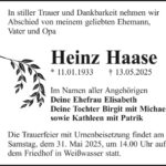 Traueranzeige Heinz Haase