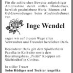 Danksagung Inge Wendel
