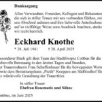 Danksagung Eckhardt Knothe