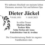 Traueranzeige Dieter Jäckel
