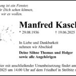 Traueranzeige Manfred Kascheike
