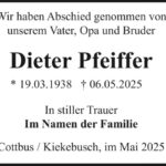 Traueranzeige Dieter Pfeiffer