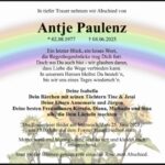 Traueranzeige Antje Paulenz