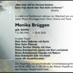 Traueranzeige Monika Brüggen (geb. Schiller)