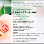 Traueranzeige Gisela Thiemann, geb. Munske