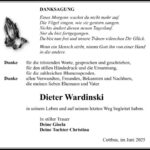 Danksagung Dieter Wardinski