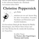 Danksagung Christine Peppernick (geb. Pohle)