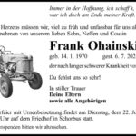 Traueranzeige Frank Ohainski