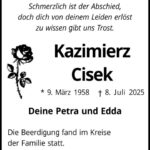 Traueranzeige Kazimierz Cisek