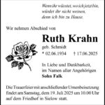 Traueranzeige Ruth Krahn geb. Schmidt