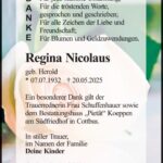 Traueranzeige Regina Nicolaus, geb. Herold