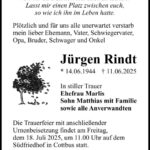 Traueranzeige Jürgen Rindt