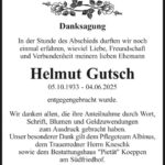 Danksagung Helmut Gutsch
