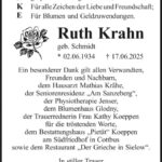 Danksagung Ruth Krahn, geb. Schmidt