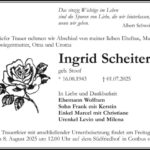 Traueranzeige Ingrid Scheiter geb. Stoof