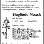 Traueranzeige Sieglinde Noack, geb. Richter