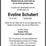 Traueranzeige Eveline Schubert