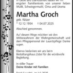 Danksagung Martha Groch, geb. Rätzer