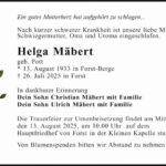 Traueranzeige Helga Mäbert, geb. Pott