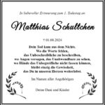 Jahresgedenken Matthias Schultchen