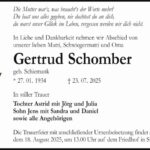 Traueranzeige Gertrud Schomber, geb. Schiemank