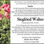 Danksagung Siegfried Walter