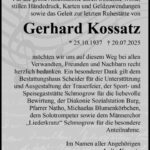 Danksagung Gerhard Kossatz