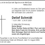 Traueranzeige Detlef Schmidt