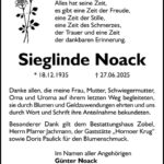 Danksagung Sieglinde Noack