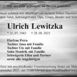Traueranzeige Ulrich Lewitzka